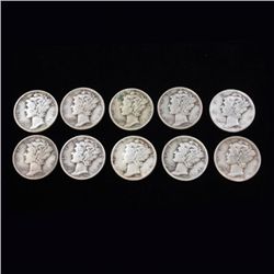 Lot of 10 Mercury Dimes