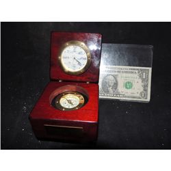 POSEIDON CLOCK AND COMPASS IN WOOD CASE PRODUCERS GIFT