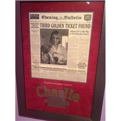 WILLY WONKA AND THE CHOCOLATE FACTORY FRAMED GOLDEN TICKET WINNER POST