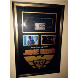 JUDGE DREDD SCREEN USED ID TAG NICELY FRAMED