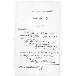 RUDYARD KIPLING A.L.S.