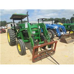 JOHN DEERE 2355 FARM TRACTOR, S/N 3PTH, PTO, REMOTE, JOHN DEERE 175 LOADER W/HAY SPEAR, CANOPY, 16.9