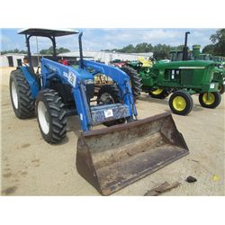 NEW HOLLAND TN655 FARM TRACTOR, S/N 001236482, 3 PTH, PTO, 2 REMOTES, NEW HOLLAND 33 LOADER ATTACH W