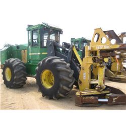 JOHN DEERE 643J FELLER BUNCHER, S/N 612203, SHEAR HEAD, ECAB W/AIR, 30L-26 TIRES, METER READING 6,00