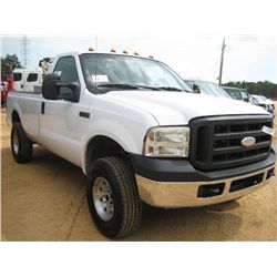 2006 FORD F250 4X4 PICKUP, S/N 1FTNF21596EA90304, V8 GAS, A/T, ODOMETER READING 192,859 MILES