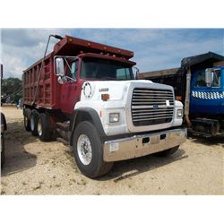 1995 FORD L9000 TRI-AXLE DUMP, S/N 1FDZU90X8SVA59442, CAT 350 HP ENG, 9 SPD TRANS, 46K REARS, 16K FR