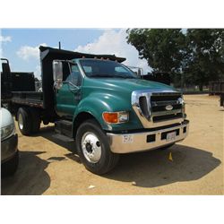 2007 FORD F750 S/A FLATBED DUMP, S/N 3FRWF75S97V508161, CAT C7 DIESEL ENG, A/T, 12' FLATBED DUMP W/ 