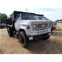 1987 CHEVROLET S/A DUMP, S/N 1GBL7D1E0HV117378, V8 GAS ENG, 5 SPD TRANS, 8' DUMP BODY, 6 YD CAPACITY