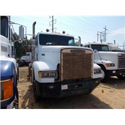 1990 FREIGHTLINER T/A TRUCK TRACTOR, S/N 1FUYDCYB2LP374791, DIESEL ENG, 9 SPD TRANS, 38K REARS, 11R2