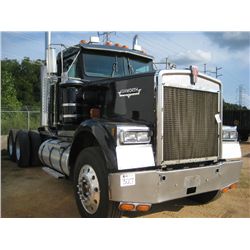 1992 KENWORTH W900 T/A TRUCK TRACTOR, S/N 2XKWDB9X1NM577208, CAT DIESEL ENG, 9 SPD TRANS, 40K REARS,