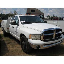 2003 DODGE RAM 3500 CREW CAB SERVICE TRUCK, S/N 3D7MA48603G716241, CUMMINS ENG, A/T, READING SERVICE