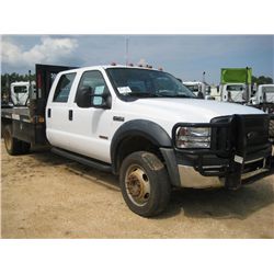 2006 FORD F550 XL 4X4 CREW CAB FLATBED, S/N 1FDAW57P16EB62195, DIESEL ENG, A/T, 12' KNAPHEIDE FLATBE
