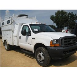 2001 FORD F550 SERVICE TRUCK, S/N 1FDAF56F51E061753, V8 POWERSTOKE DIESEL ENG, A/T, ENCLOSED SERVICE