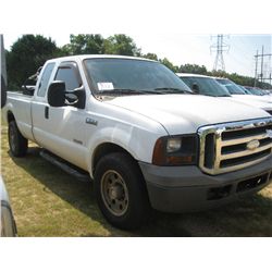 2005 FORD F250 EXTENDED CAB PICKUP, S/N 1FTSX20P05EB90891, POWERSTROKE DIESEL ENG, A/T, AUX, FUEL TA