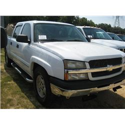2005 CHEVROLET 1500 Z71 4X4 CREW CAB PICKUP, S/N 2GCEK13T451389006, V8 GAS ENG, A/T, ODOMETER READIN