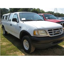 1999 FORD F150 4X4 CREW CAB PICKUP, S/N 1FTRX18W1XNB86419, V8, GAS, A/T, CAMPER SHELL W/ DOUBLE REAR