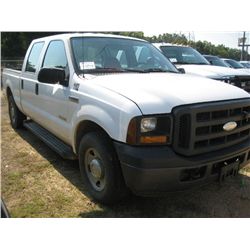 2006 FORD F250 CREW CAB PICKUP, S/N 1FTSW20P76ED67232, DIESEL ENG, A/T, ODOMETER READING 144,988 MIL
