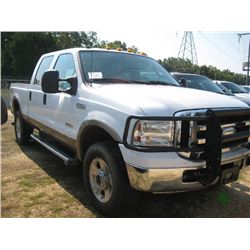 2006 FORD F350 4X4 CREW CAB PICKUP, S/N 1FTWW31PX6ED02929, DIESEL ENG, A/T, ODOMETER READING 274,379