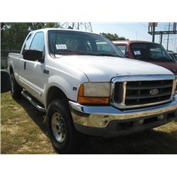 2001 FORD F250 4X4 PICKUP, S/N 1FTNX21L41EA31889, TRITON V8 GAS ENG, A/T, EXTENDED CAB, ODOMETER REA