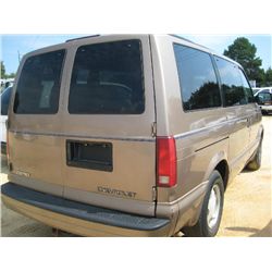 1998 CHEVROLET ASTRO VAN, S/N 1GNDM19WXWB190073, V6 GAS ENG, A/T