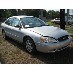 2005 FORD TAURUS SE, S/N 1FAFP53UX5A260902, V6 GAS, A/T, ODOMETER READING 154,387 MI