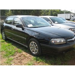 2005 CHEVROLET IMPALA 4 DOOR SEDAN, S/N 2G1WF52K559304578, GAS ENG, A /T, ODOMETER READING 199,002 M