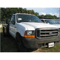 2001 F550 S/A FLATBED TRUCK, S/N 1FDAF56F61EA37680, FORD 7.3L TURBO DIESEL ENG, 5 SPD TRANS, 10' FLA
