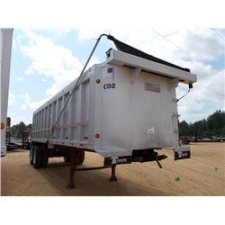 1995 30' TRAVIS T/A DUMP TRAILER, S/N 1T91F302851247781, TARP, 11R24.5 TIRES