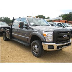 2011 FORD F350 S/A CREW CAB FLATBED, S/N 1FD8W3HT0BEC23562, POWERSTROKE DIESEL ENG, 10' FLATBED BODY