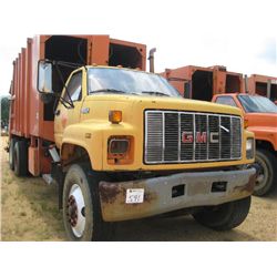 1995 GMC TOPKICK T/A GARBAGE TRUCK, S/N 1GDT7H4J8SJ51430, CAT DIESEL ENG, A/T, 40K REARS, 14.6K FRON