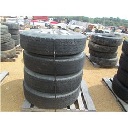 1 LOT (4) 11R24.5 TIRES & ALUMINUM RIMS