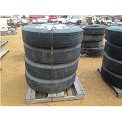 1 LOT (4) 11R24.5 TIRES & ALUMINUM RIMS