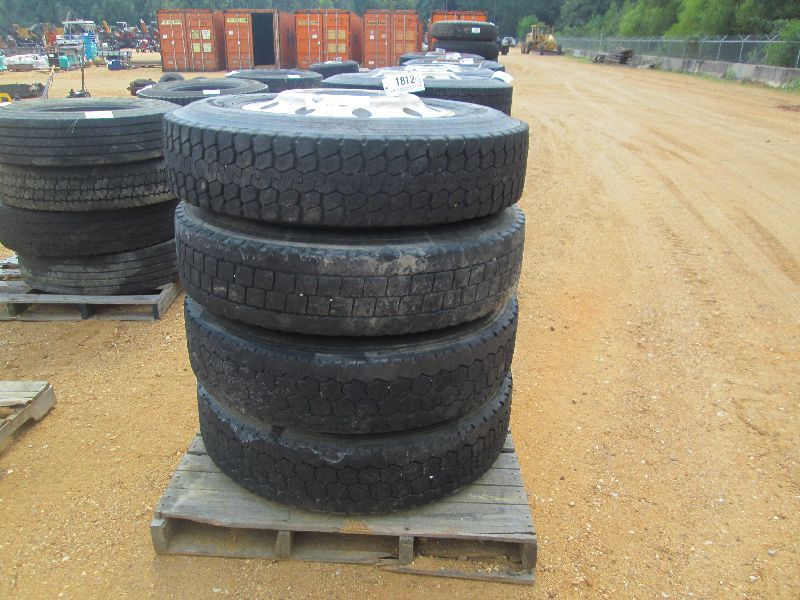 1 LOT (4) 11R.24.5 TIRES & ALUMINUM RIMS J.M. Wood Auction Company, Inc.