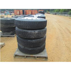 1 LOT (4) 11R.24.5 TIRES & ALUMINUM RIMS