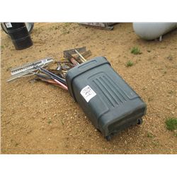 (1) LOT MISC CONCRETE TOOLS, ETC, SHOVEL, RACK