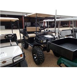 E-Z-GO HI LIFT GOLF CART, S/N 2471880, GAS, CANOPY, DUMP BED