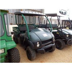 KAWASAKI KAF400A 4X4 ATV, S/N JK1AFEA129B543451 (09 YR) GAS ENGINE, TILT BED, CANOPY, METER READING 