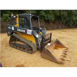 JOHN DEERE 323D SKID STEER LOADER, S/N 185483 (10 YR) TRACK TYPE, FORKS, GP BUCKET, CANOPY, METER RE