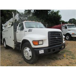 1998 FORD F SERIES SERVICE TRUCK, S/N 1FDWF80CXWVA26615, CUMMINS DIESEL ENG, 6 SPD TRANS, 19K REARS,