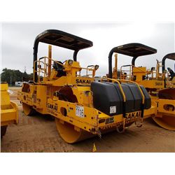 SAKAI SW900 TANDEM ROLLER, S/N VSW3310103C, 84" DRUMS, VIBRATORY, CANOPY, METER READING 4,602 HRS