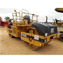 CAT CB-534C TANDEM ROLLER, S/N 5HN00586, 67" DRUMS, VIBRATORY, METER READING 5,173 HRS