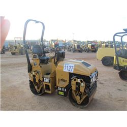 CAT CB-114 TANDEM ROLLER, S/N C2Z00179, 32" DRUMS, VIBRATORY, ROLLBAR, METER READING 513 HRS