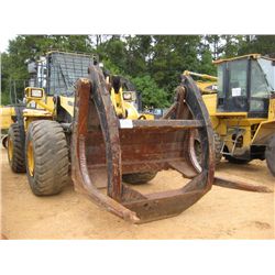 KOMATSU WA430-6 WHEEL LOADER, S/N A41036 (08 YR), WICKER LOG FORKS W/ TOP CLAMP, ECAB W/ AIR, 23.5-2
