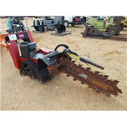 TORO TRX-15 WALK BEHIND TRENCHER, S/N 280000401, 3' BAR, 6" RUBBER TRACK, KAWASAKI GAS ENG, METER RE