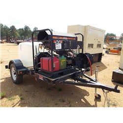MI-T-M 3505 STEAM & PRESSURE WASHER, 200 GAL WATER TANK MTD ON BEHNKE 8' S/A TAG TRAILER, S/N 4L5UA1