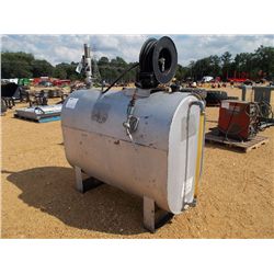 300 GALLON STEEL FUEL TANK W/ PUMP AND HOSE REEL