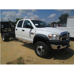 2008 DODGE RAM 5500 4X4 S/A CAB & CHASSIS, S/N 306WD78AX8G191500, CUMMINS TURBO DIESEL ENGINE, A/T, 