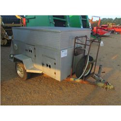 1 DOG BOX ON S/A TAG TRAILER, 2" BALL, SPARE TIRE