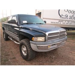 2000 DODGE RAM 2500 4X4 PICKUP, S/N 1B7KF2366YJ144726, CUMMINS TURBO DIESEL ENGINE, A/T, EXTENDED CA