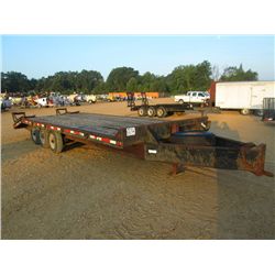 25' TRI-AXLE TRAILER, S/N 4PCCU253CXW1000010, 5' DOVETAIL, FOLD UP RAMP, 7.50-16 TIRES, PINTLE HOOK 